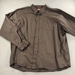 Wrangler Authentics Button Down Shirt Mens 3X Brown Cotton Long Sleeve Workwear